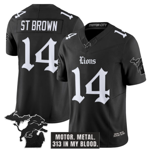 Men's Detroit Lions 'Gothic Motor Grit Edition' Vapor Limited Jersey V2 - All Stitched - Image 4