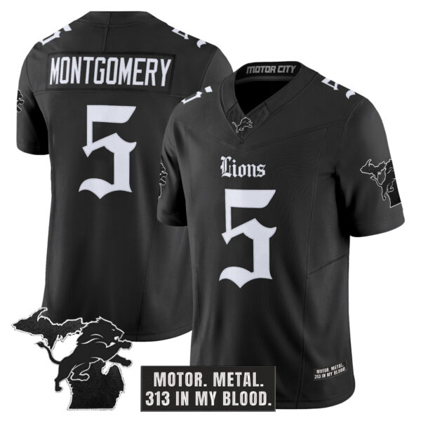 Men's Detroit Lions 'Gothic Motor Grit Edition' Vapor Limited Jersey V2 - All Stitched - Image 5