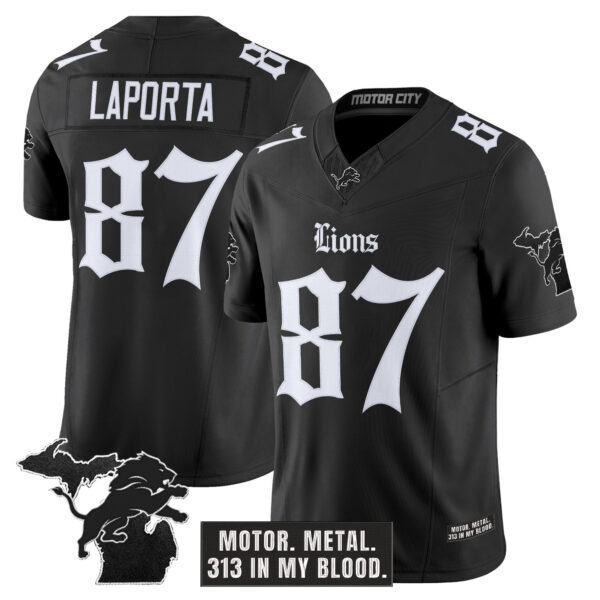Men's Detroit Lions 'Gothic Motor Grit Edition' Vapor Limited Jersey V2 - All Stitched - Image 7