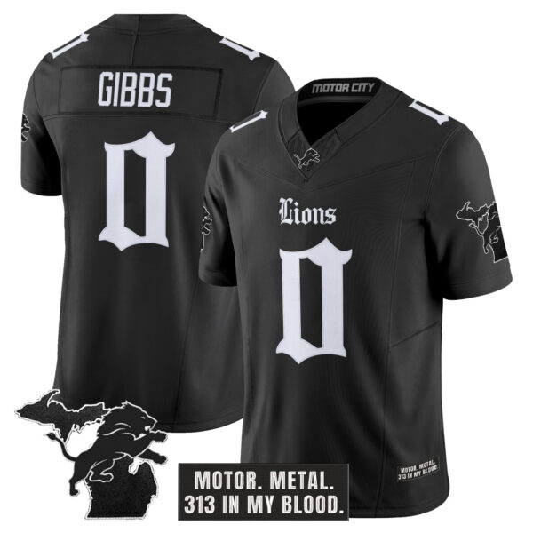 Men's Detroit Lions 'Gothic Motor Grit Edition' Vapor Limited Jersey V2 - All Stitched - Image 8
