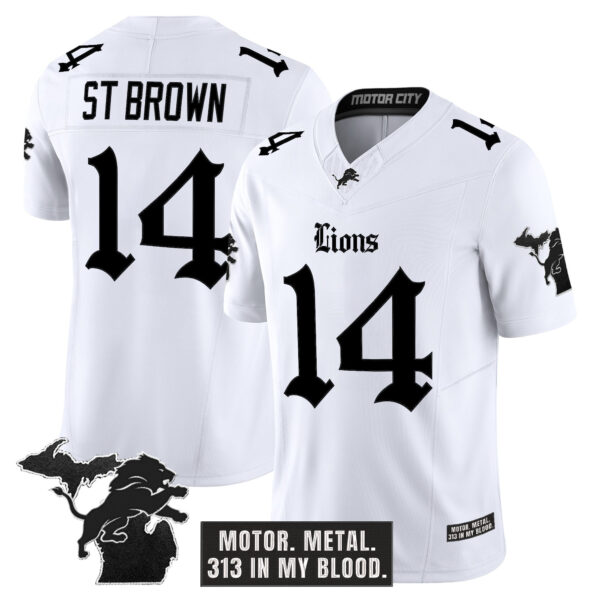 Men's Detroit Lions 'Gothic Motor Grit Edition' Vapor Limited Jersey V2 - All Stitched - Image 12