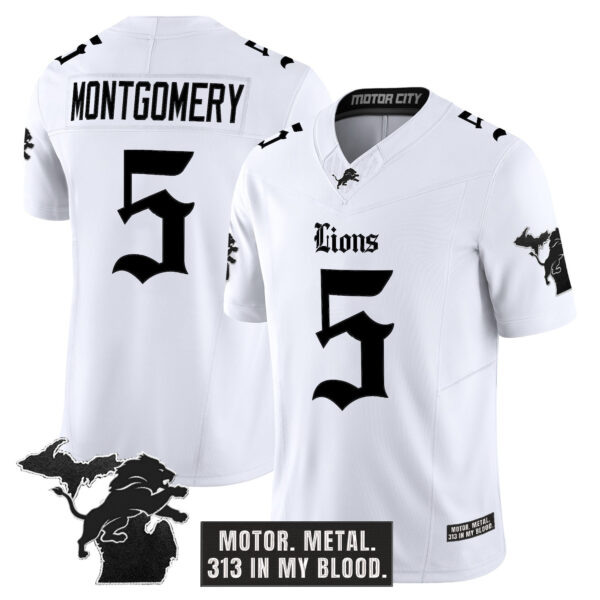 Men's Detroit Lions 'Gothic Motor Grit Edition' Vapor Limited Jersey V2 - All Stitched - Image 13