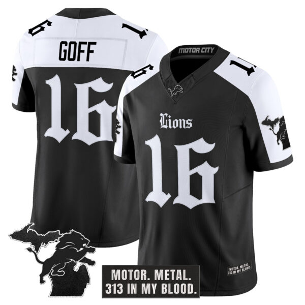 Men's Detroit Lions 'Gothic Motor Grit Edition' Vapor Limited Jersey V2 - All Stitched - Image 17