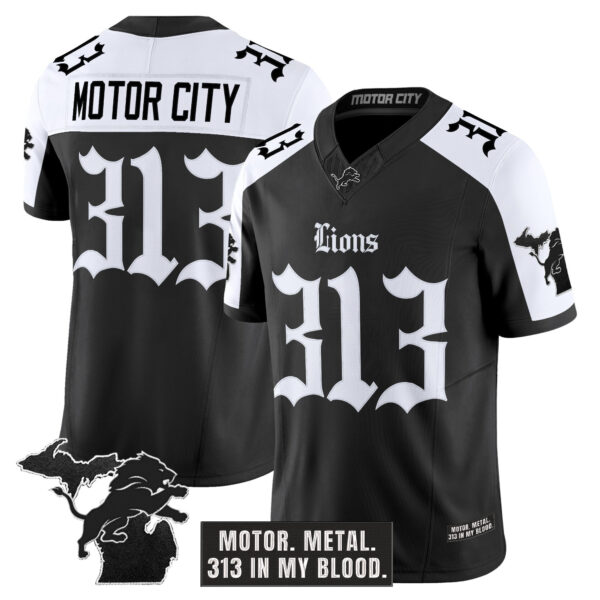 Men's Detroit Lions 'Gothic Motor Grit Edition' Vapor Limited Jersey V2 - All Stitched - Image 18