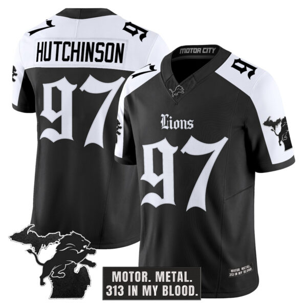 Men's Detroit Lions 'Gothic Motor Grit Edition' Vapor Limited Jersey V2 - All Stitched - Image 19