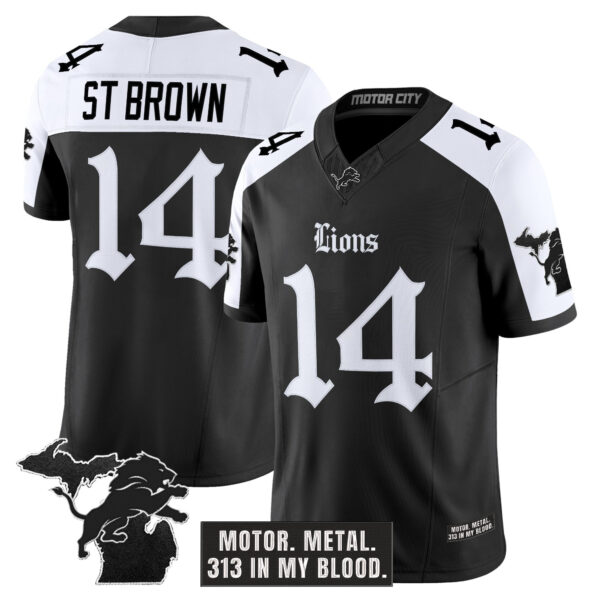 Men's Detroit Lions 'Gothic Motor Grit Edition' Vapor Limited Jersey V2 - All Stitched - Image 20
