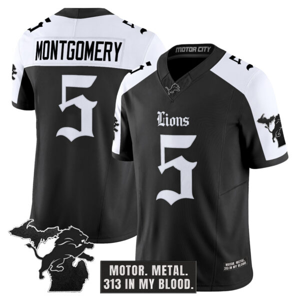 Men's Detroit Lions 'Gothic Motor Grit Edition' Vapor Limited Jersey V2 - All Stitched - Image 21