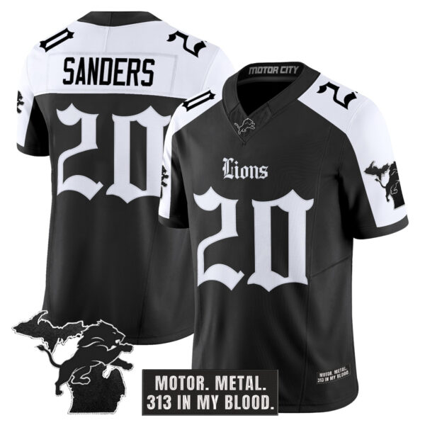 Men's Detroit Lions 'Gothic Motor Grit Edition' Vapor Limited Jersey V2 - All Stitched - Image 22