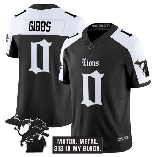 Men's Detroit Lions 'Gothic Motor Grit Edition' Vapor Limited Jersey V2 - All Stitched - Image 24