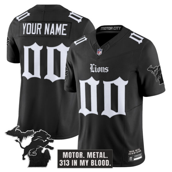 Detroit Lions 'Gothic Motor Grit Edition' Vapor Limited Custom Jersey - All Stitched - Image 2