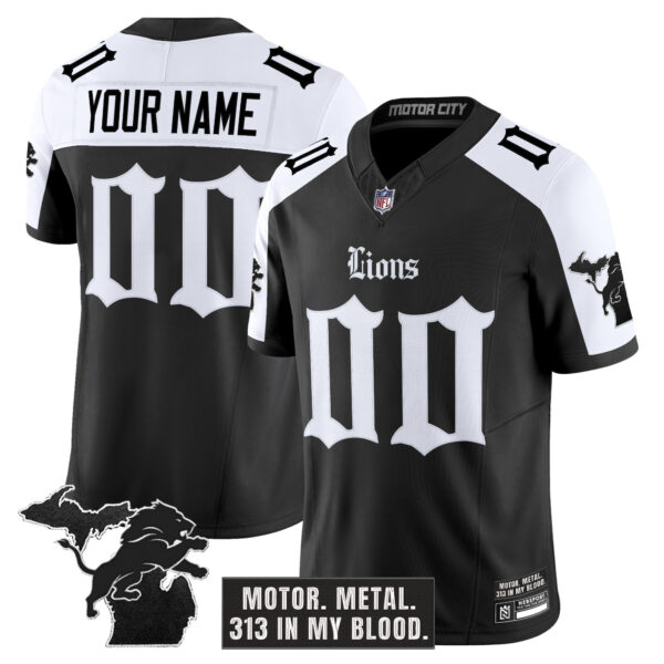 Detroit Lions 'Gothic Motor Grit Edition' Vapor Limited Custom Jersey - All Stitched - Image 3