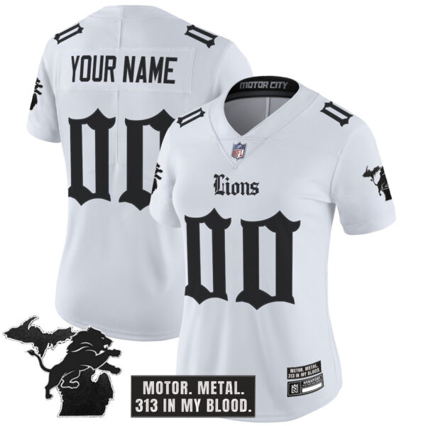 Detroit Lions 'Gothic Motor Grit Edition' Vapor Limited Custom Jersey - All Stitched - Image 4