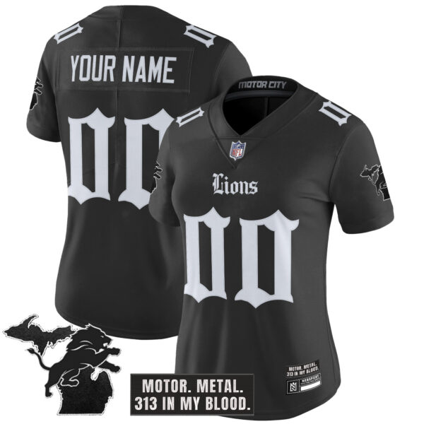 Detroit Lions 'Gothic Motor Grit Edition' Vapor Limited Custom Jersey - All Stitched - Image 5