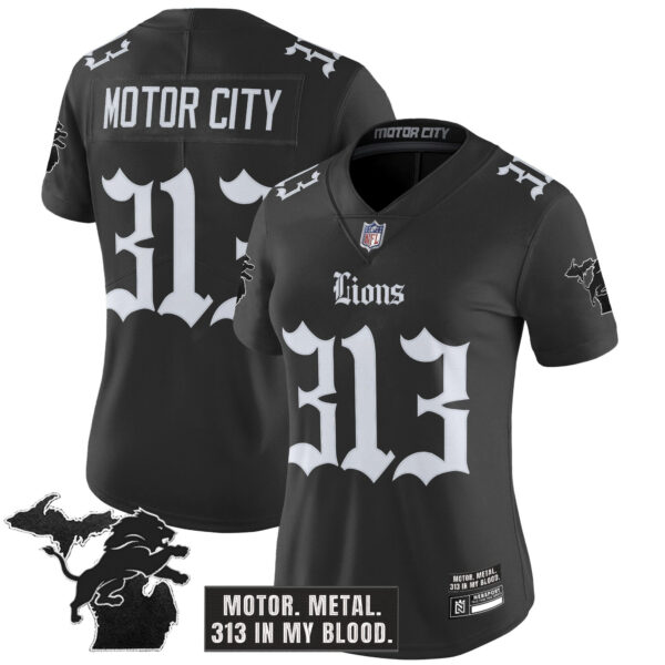Women's Detroit Lions 'Gothic Motor Grit Edition' Vapor Limited Jersey - All Stitched - Image 3