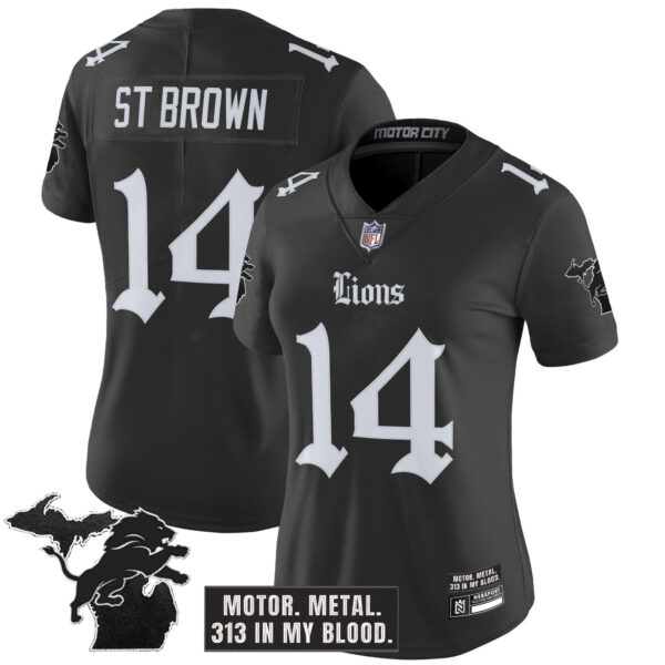 Women's Detroit Lions 'Gothic Motor Grit Edition' Vapor Limited Jersey - All Stitched - Image 4