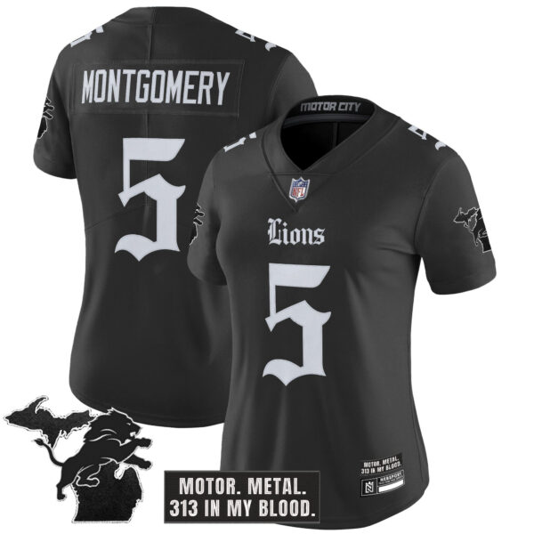 Women's Detroit Lions 'Gothic Motor Grit Edition' Vapor Limited Jersey - All Stitched - Image 5