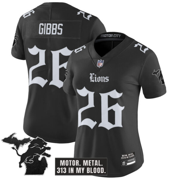 Women's Detroit Lions 'Gothic Motor Grit Edition' Vapor Limited Jersey - All Stitched - Image 8