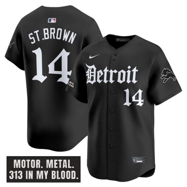 Men's Detroit Lions 'Motor Gothic Edition' Vapor Premier Limited Jersey - All Stitched - Image 4