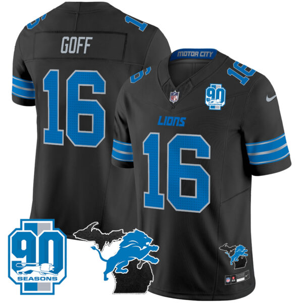 Men's Detroit Lions 2025 Michigan & 90th Year Patch Vapor Jersey - All Stitched - Image 2
