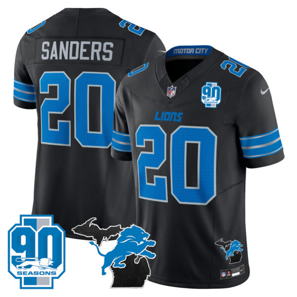 Men's Detroit Lions 2025 Michigan & 90th Year Patch Vapor Jersey - All Stitched - Image 6