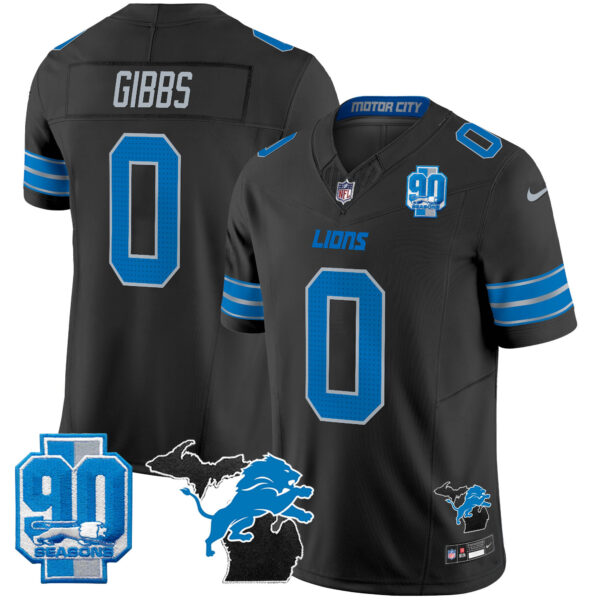 Men's Detroit Lions 2025 Michigan & 90th Year Patch Vapor Jersey - All Stitched - Image 8