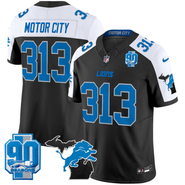 Men's Detroit Lions 2025 Michigan & 90th Year Patch Vapor Jersey - All Stitched - Image 9