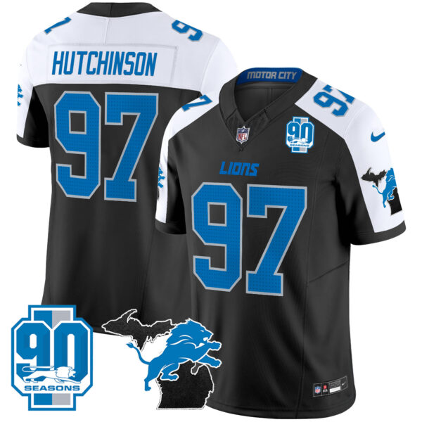 Men's Detroit Lions 2025 Michigan & 90th Year Patch Vapor Jersey - All Stitched - Image 11