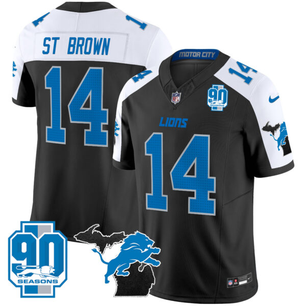 Men's Detroit Lions 2025 Michigan & 90th Year Patch Vapor Jersey - All Stitched - Image 12
