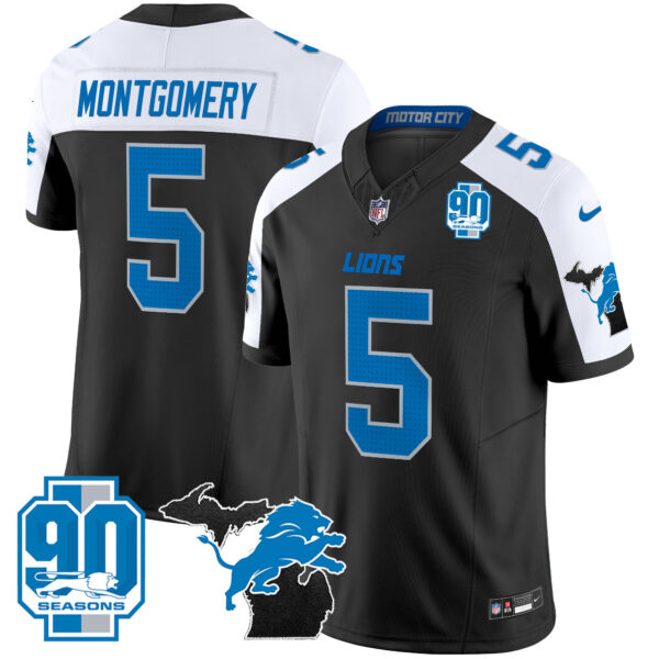Men's Detroit Lions 2025 Michigan & 90th Year Patch Vapor Jersey - All Stitched - Image 13