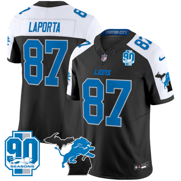 Men's Detroit Lions 2025 Michigan & 90th Year Patch Vapor Jersey - All Stitched - Image 15