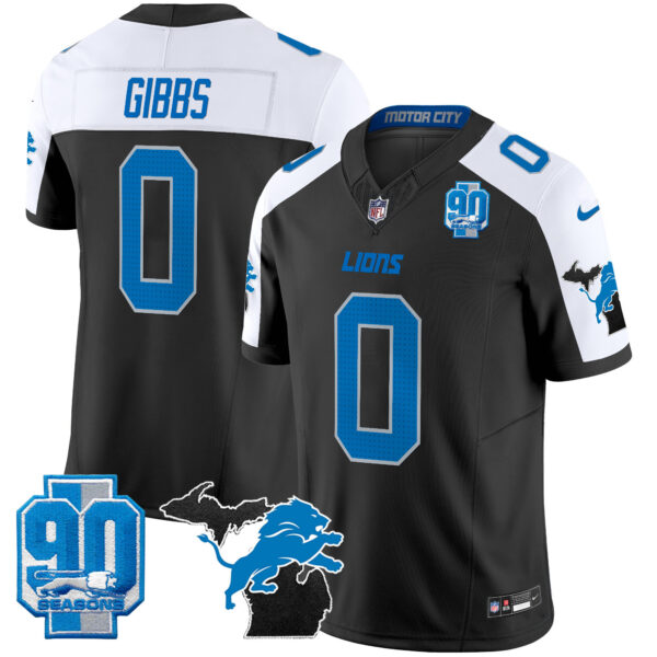 Men's Detroit Lions 2025 Michigan & 90th Year Patch Vapor Jersey - All Stitched - Image 16