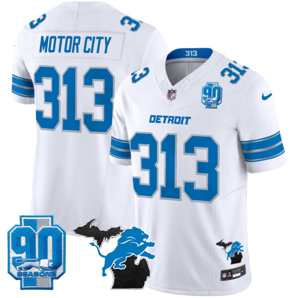 Men's Detroit Lions 2025 Michigan & 90th Year Patch Vapor Jersey - All Stitched - Image 17