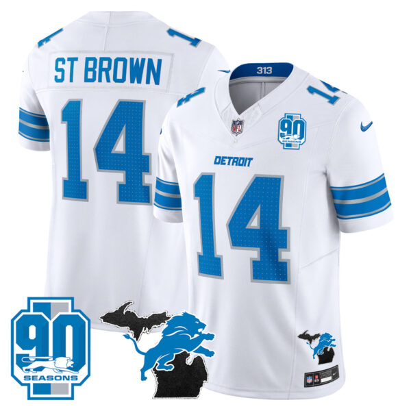 Men's Detroit Lions 2025 Michigan & 90th Year Patch Vapor Jersey - All Stitched - Image 20