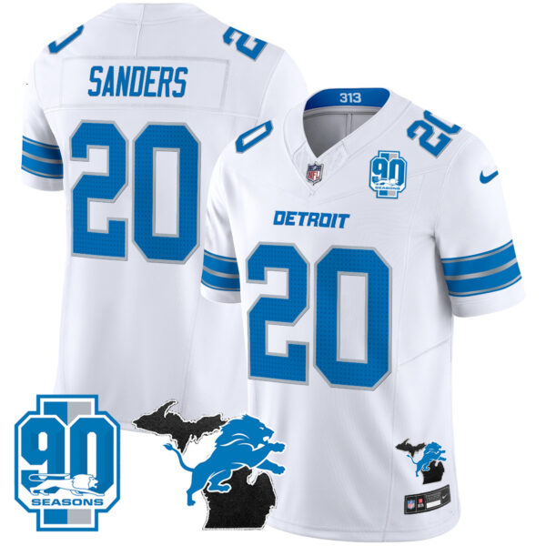 Men's Detroit Lions 2025 Michigan & 90th Year Patch Vapor Jersey - All Stitched - Image 22