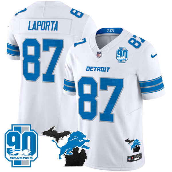 Men's Detroit Lions 2025 Michigan & 90th Year Patch Vapor Jersey - All Stitched - Image 23