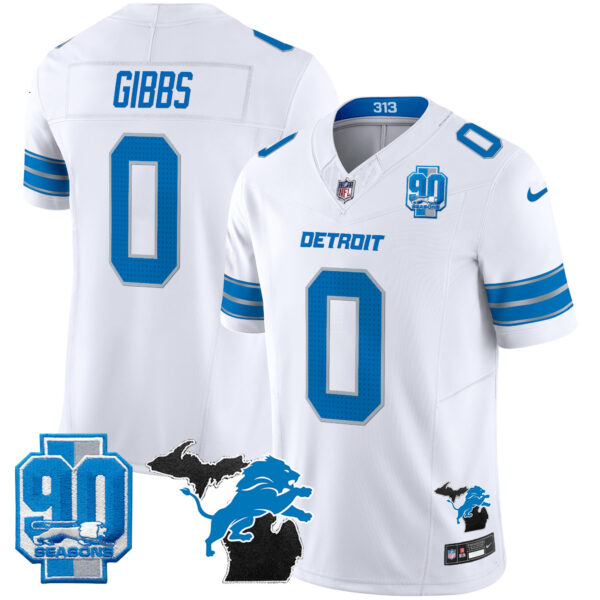 Men's Detroit Lions 2025 Michigan & 90th Year Patch Vapor Jersey - All Stitched - Image 24
