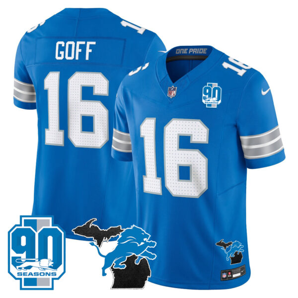 Men's Detroit Lions 2025 Michigan & 90th Year Patch Vapor Jersey - All Stitched - Image 26