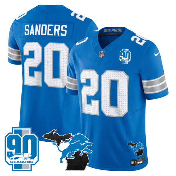 Men's Detroit Lions 2025 Michigan & 90th Year Patch Vapor Jersey - All Stitched - Image 30