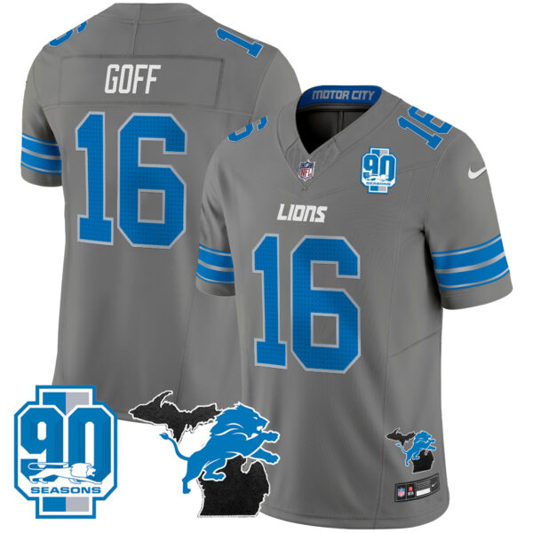 Men's Detroit Lions 2025 Michigan & 90th Year Patch Vapor Jersey - All Stitched - Image 34