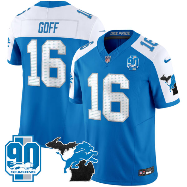 Men's Detroit Lions 2025 Michigan & 90th Year Patch Vapor Jersey - All Stitched - Image 42