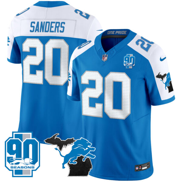 Men's Detroit Lions 2025 Michigan & 90th Year Patch Vapor Jersey - All Stitched - Image 46