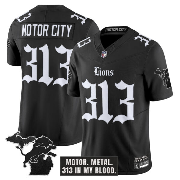 Men's Detroit Lions 'Gothic Motor Grit Edition' Vapor Limited Jersey - All Stitched - Image 2