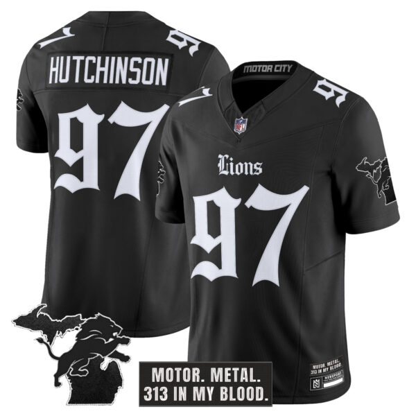 Men's Detroit Lions 'Gothic Motor Grit Edition' Vapor Limited Jersey - All Stitched - Image 3