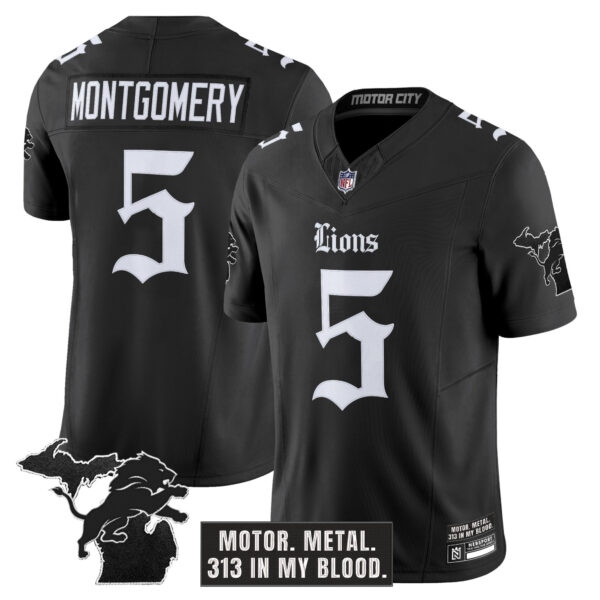 Men's Detroit Lions 'Gothic Motor Grit Edition' Vapor Limited Jersey - All Stitched - Image 5