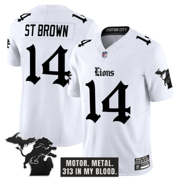 Men's Detroit Lions 'Gothic Motor Grit Edition' Vapor Limited Jersey - All Stitched - Image 13