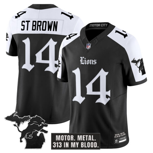 Men's Detroit Lions 'Gothic Motor Grit Edition' Vapor Limited Jersey - All Stitched - Image 22