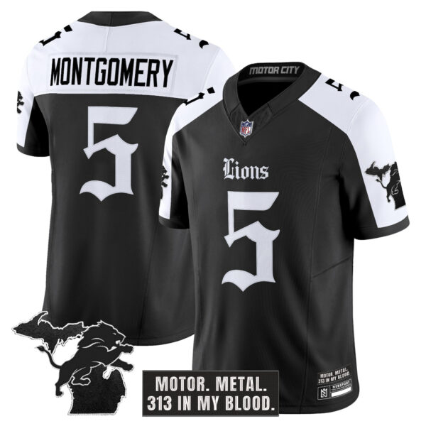 Men's Detroit Lions 'Gothic Motor Grit Edition' Vapor Limited Jersey - All Stitched - Image 23