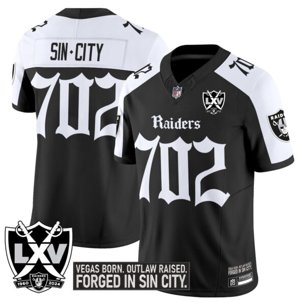 Men's Las Vegas Raiders 'Gothic Sin City Shadows Edition' Vapor Limited Jersey - All Stitched - Image 12