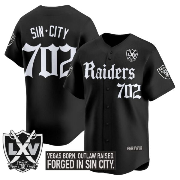 Men's Las Vegas Raiders 'Gothic Sin City Shadows Edition' Vapor Baseball Jersey - All Stitched - Image 2