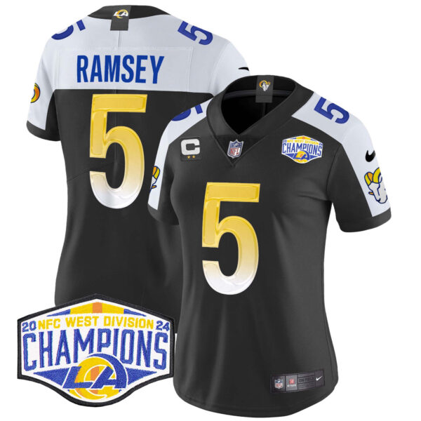 Women's Los Angeles Rams 2024 NFC West Division Champions Vapor Limited Jersey - All Stitched - Image 6